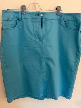 Talbots Bright Turquoise Denim Skirt